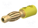 Connector: 4mm banana; adapter; 25A; 30VAC; 60VDC; yellow; 24.5mm