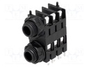 Socket; Jack 6,35mm; female; stereo; screw; THT; tinned