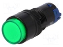 Switch: push-button; Pos: 2; SPDT; 0.5A/250VAC; 1A/24VDC; green