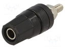 Socket; 4mm banana; 24A; black; nickel plated; screw,on panel