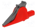 Crocodile clip; 36A; 1kVDC; red; Grip capac: max.41mm