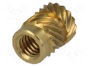 Threaded insert; brass; without coating; M4; BN: 1052; L: 8.2mm