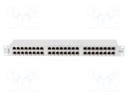 Patch panel; white; Number of ports: 48; Cat: 6; RJ45 socket x48