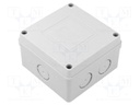 Enclosure: junction box; X: 89mm; Y: 52.5mm; Z: 89mm; wall mount