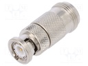 Adapter; BNC male,N female; Insulation: teflon; 50Ω; straight