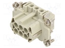 Connector: HDC; contact insert; female; CNE; PIN: 6; 6+PE; 16A; 600V