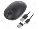 Optical mouse; black; USB A; wireless,Bluetooth 4.0; 10m