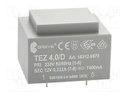 Transformer: encapsulated; 4VA; 230VAC; 12V; 333.3mA; Mounting: PCB