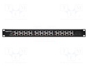 Patch panel; black; Number of ports: 12; RJ45 socket x12; RACK