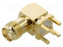 Connector: SMA; socket; female; angled; THT; on PCBs; PTFE