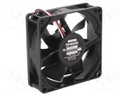 Fan: DC; axial; 12VDC; 80x80x25mm; 44.4m3/h; 19dBA; ball bearing