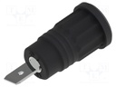 Socket; 4mm banana; 36A; 1kV; black; nickel plated; insulated