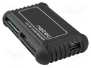 Card reader: memory; USB B mini socket; USB 2.0; black; 480Mbps