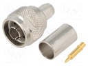 Plug; N; male; straight; 50Ω; H1000; crimped; for cable; teflon