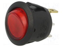 ROCKER; SPST; Pos: 2; OFF-ON; 6A/250VAC; red; neon lamp 230V