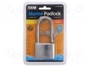 Padlock; Width: 50mm; stainless steel; gates,garages,cabinets
