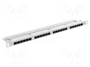 Patch panel; white; Number of ports: 24; Cat: 5e; RJ45 socket x24
