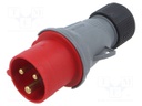 Connector: AC supply 3-phase; plug; male; straight; for cable