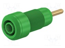 Socket; 1,5mm banana; Overall len: 29mm; green; insulated