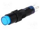 Switch: push-button; Pos: 2; SPDT; 0.5A/250VAC; 1A/24VDC; blue; blue
