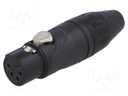 Plug; XLR; female; PIN: 4; straight; for cable; soldering; tinned