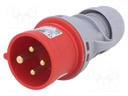 Connector: AC supply 3-phase; plug; male; 16A; 400VAC; IEC 60309