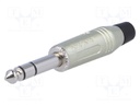Plug; Jack 6,35mm; male; stereo; straight; for cable; soldering