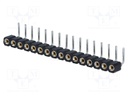 Socket; pin strips; female; PIN: 16; turned contacts; angled 90°
