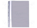 Document wallet; with holes; A4; grey; PVC