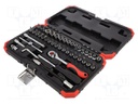 Wrench-set; 6-angles,socket spanner; Chrom-vanadium steel; 1/4"