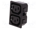 Connector: AC supply; splitter; 10A; 250VAC; IEC 60320; C13 (F)