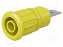 Socket; 4mm banana; 32A; 1kV; yellow; nickel plated; on panel