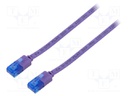 Patch cord; U/UTP; 6a; stranded; Cu; PVC; violet; Len: 1m; 32AWG