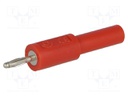 Adapter; 2mm banana; 36A; 30VAC; 60VDC; red; nickel plated