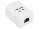 Wall socket; white; Cat: 5e; RJ45 socket; wall mount; IP20