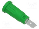 Connector: 2mm banana; socket; 10A; 31.1mm; green; faston terminal