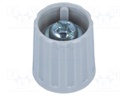 Knob; polyamide; Shaft d: 6mm; Ø15x16.3mm; grey; Shaft: smooth