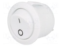 ROCKER; SPST; Pos: 2; OFF-ON; 6A/250VAC; white; none; Body: white
