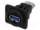 Coupler; USB A socket,both sides; FT; USB 3.0; plastic; 19x24mm