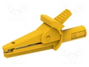 Crocodile clip; 10A; yellow; Overall len: 51mm; Contacts: steel