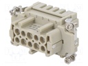 Connector: HDC; contact insert; female; DE; PIN: 10; 10+PE; crimped