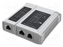 Tester: LAN wiring; LED; RJ12,RJ45; 140x125x30mm