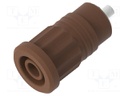 Connector: 4mm banana; socket; 25A; brown; nickel plated; 28.2mm