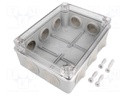 Enclosure: junction box; X: 140mm; Y: 190mm; Z: 70mm; IP65; grey