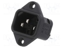 Connector: AC supply; socket; male; 10A; 250VAC; C14 (E); -40÷70°C