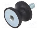 Vibration damper; M8; Ø: 30mm; rubber; L: 25mm; Thread len: 23mm
