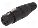 Plug; XLR; female; PIN: 3; straight; for cable; soldering; black