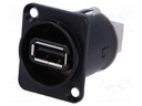 Adapter; USB A socket-front,USB B socket-back; USB 2.0; black