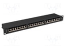 Patch panel; black; Number of ports: 24; Cat: 6a; RJ45 socket x24