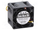 Axial Fan, San Ace 36 Series, 12 V, DC, 36 mm, 28 mm, 14.1 cu.ft/min, 0.4 m³/min
